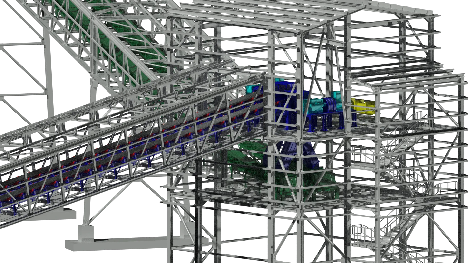 Çayırhan Thermal Power Plant ash and slag conveyor line 3D model