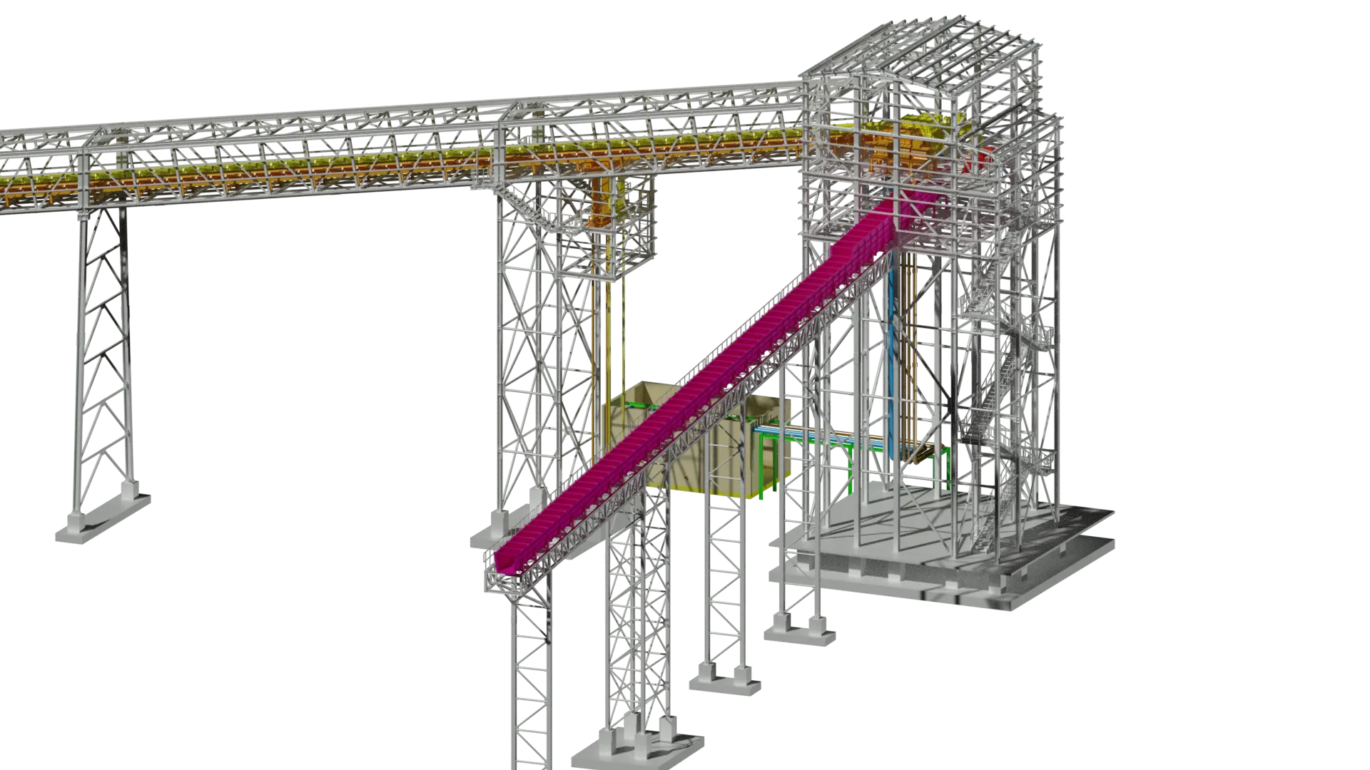 Ash and slag conveyor line 3D model